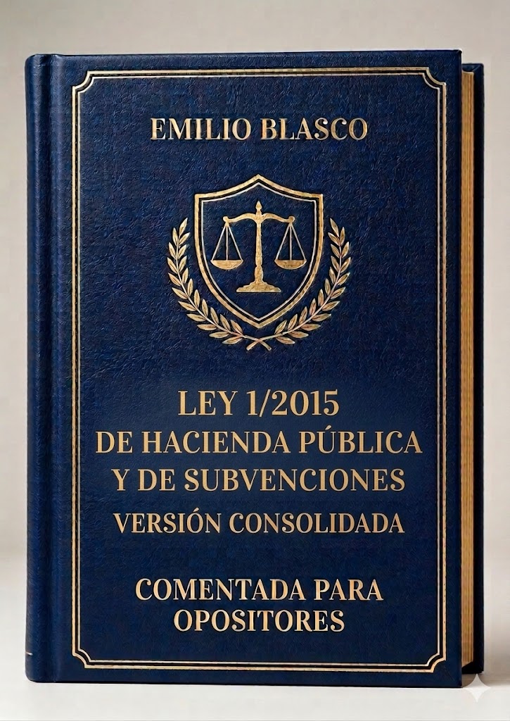 Portada del manual digital Ley 1/2015 comentada para Opositores con Test y casos prácticos resueltos. Autor Emilio Blasco Alta Escuela de Opositores Preparador de Opositores